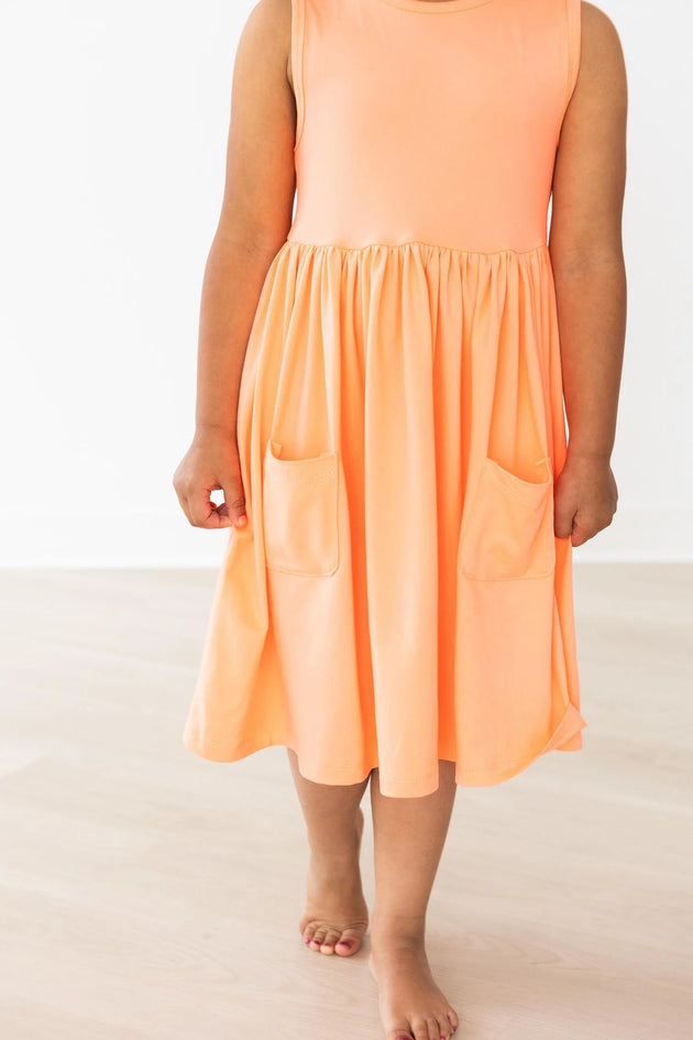 Neon Coral Tank Twirl dress