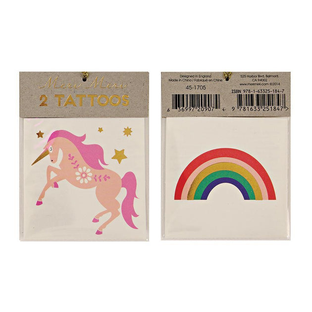 Unicorn & Rainbow Tattoos Meri Meri Lemon Drop Children's Shop - Lemon Drop Children's Shop