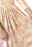 Happy Go Lucky 3/4 Sleeve Twirl Dress