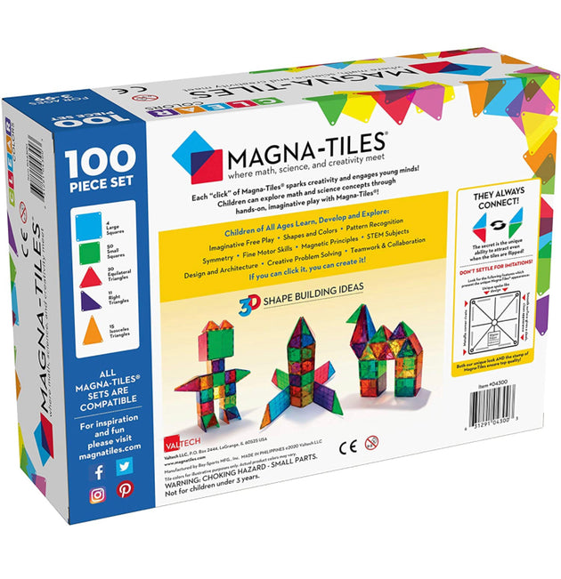 Magna- Tiles Clear Colors- 100 Pc