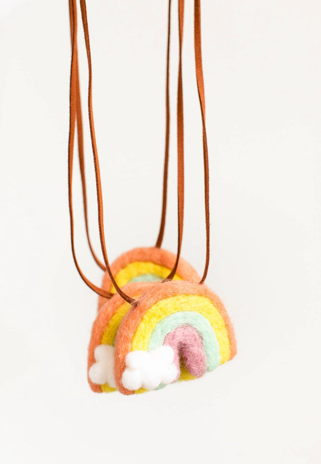 Spring Rainbow Woolie Necklace