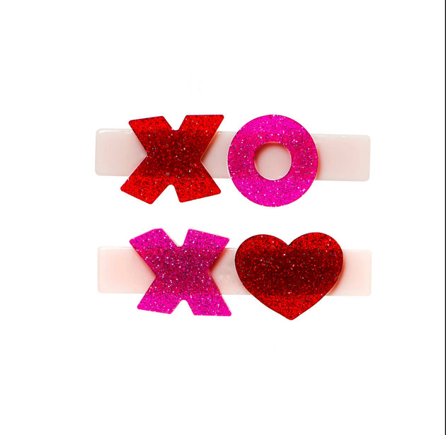 XOXO glitter clips